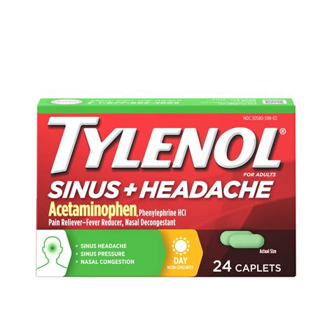 Tylenol Sinus + Headache Non-Drowsy Daytime Caplets, 24 ct - Walmart ...