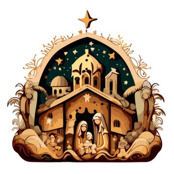 The Nativity Vector, Sticker Clipart The Baby Jesus Is Placed In A Manger With A Baby Shepherd ...