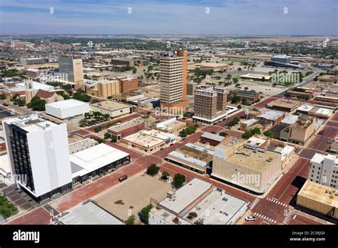 Daytime aerial views above the skyline of downtown Lubbock, Texas Stock Photo - Alamy