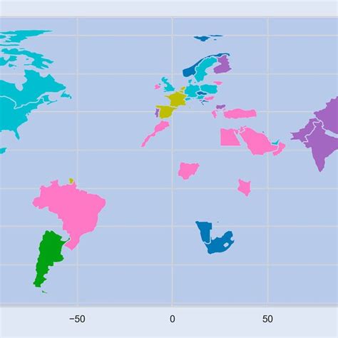 World map depicting the different clusters formed from the scores of ...