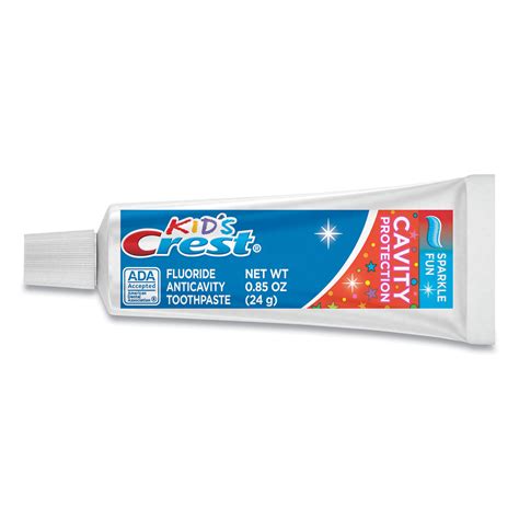 Crest® Kids' Sparkle Toothpaste, Blue, Bubblegum Flavor, 0.85 oz Tube, 72/Carton | Wagner Supply ...