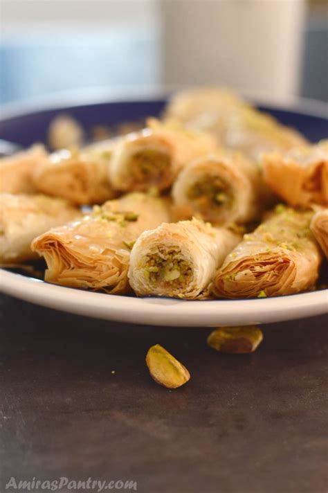 Authentic Baklava Recipe; Baklava Rolls - Amira's Pantry