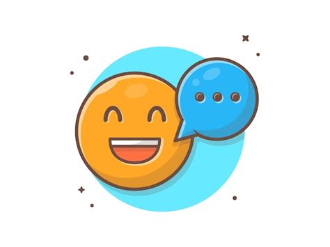 Premium Vector | Happy smile emotclip-art with talk speech bubble vector clip-art illustration