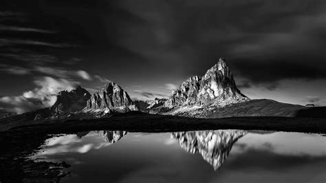 1920x1080 / 1920x1080 nature landscape mountains clouds dolomites mountains lake water house ...