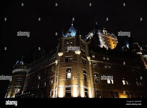 Night view of the Chateau Frontenac Castle, Quebec Stock Photo - Alamy