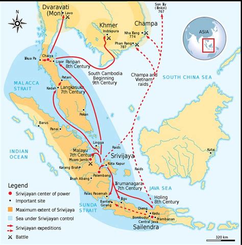 Srivijaya Empire Map | Arkeologi, Sejarah, Peta