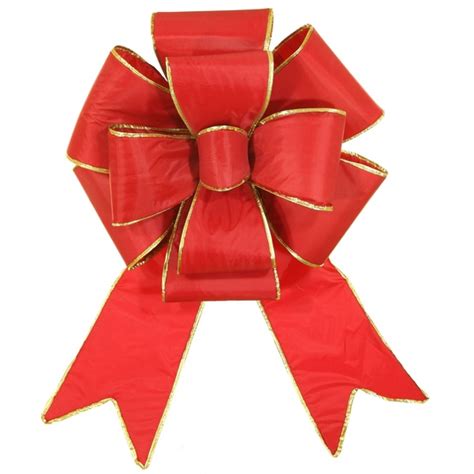 Red with Gold Trim Blooming Puff Nylon Christmas Bow