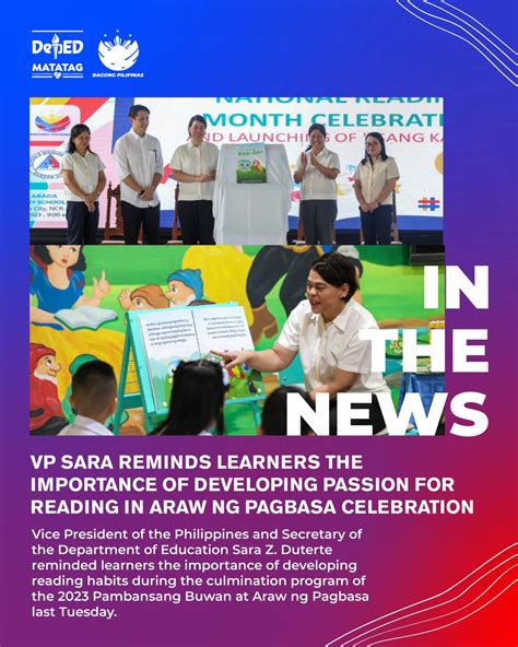 VP Sara reminds learners the importance of developing passion for reading in Araw ng Pagbasa ...