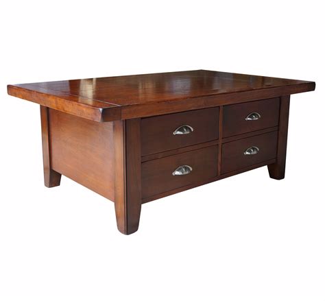 Howard Solid Cherry Wood Coffee Table with Through Drawers - Settle Home
