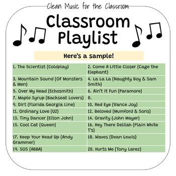 Classroom Music Playlist: 150+ Clean Songs by The Painted Sun | TPT