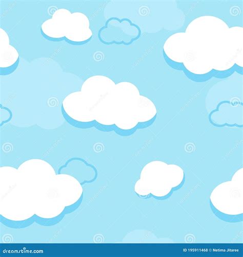 Cute Cartoon Cloud with Light Blue Sky Wallpaper for Kid Bedroom Stock Vector - Illustration of ...