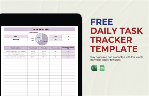 Daily Task Tracker Template in MS Excel, Google Sheets - Download