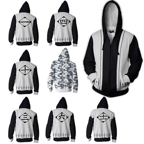 Men and Women Zip Up Hoodies Anime Bleach Hoodie Sweatshirt Ichigo ...