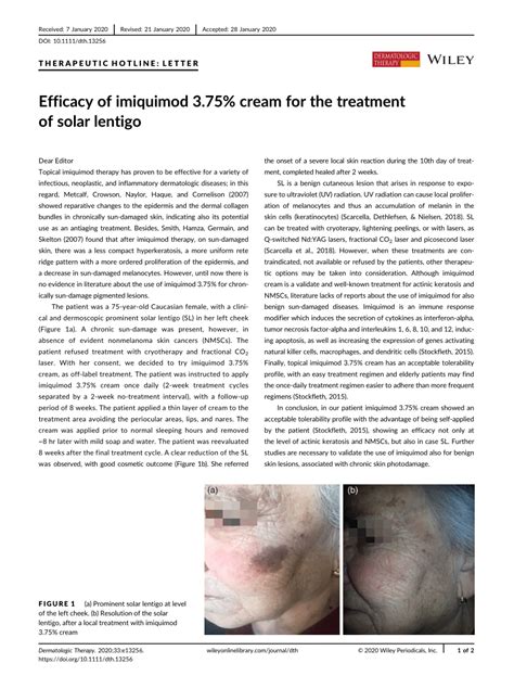 Efficacy of Imiquimod 3.75% cream for the treatment of solar lentigo ...