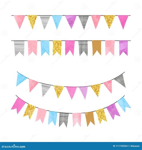 Set of Colorful Bunting Party Flags. Stock Vector - Illustration of ...