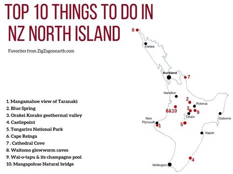 New Zealand North Island Attractions Map