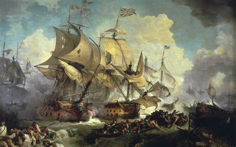 painting, Battle, Classic art, Ship, Boat, Clouds, British flag, Naval ...