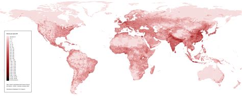 World human population density map (2005) | Global map, Map, World map