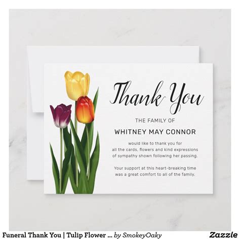 Funeral Thank You | Tulip Flower Memorial | Zazzle.com | Funeral thank ...