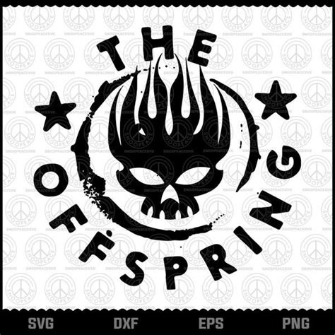 the offspring logo on a white background with black and white stars, in ...