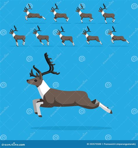 Animal Animation Sequence Christmas Reindeer Running Cartoon Vector ...