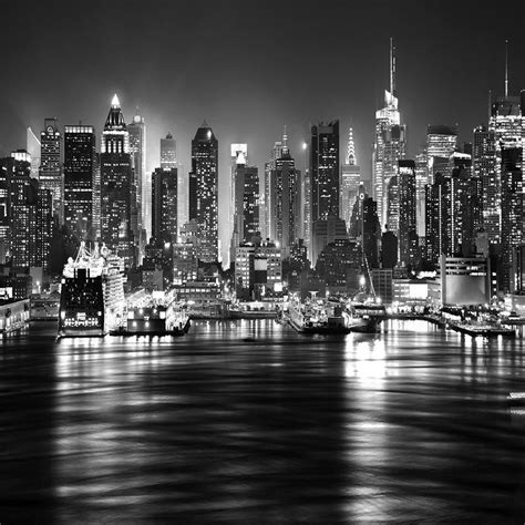 NEW YORK AT NIGHT SKYLINE BLACK & WHITE WALLPAPER MURAL PHOTO GIANT ...