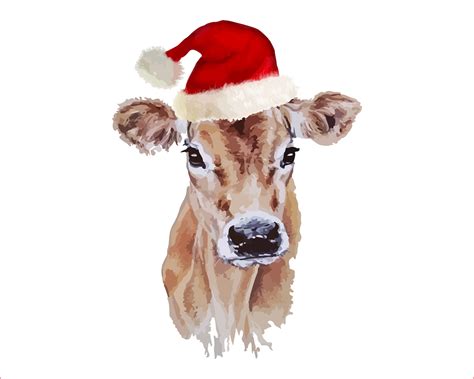 Santa Cow Design Christmas png Christmas Cow png Santa | Etsy