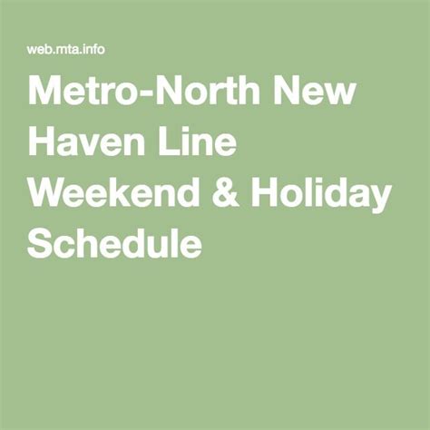 Metro-North New Haven Line Weekend & Holiday Schedule | Holiday ...