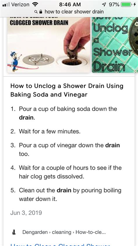 Unclog Shower Drains, Clogged Drain, Household Hacks, Vinegar, Baking ...