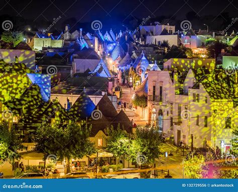 Night View of Trulli of Alberobello, UNESCO Heritage, Puglia, Italy ...