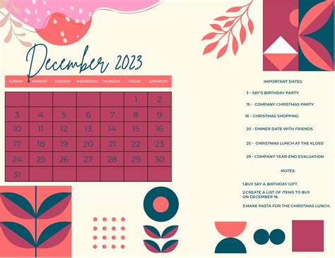 Colorful December 2023 Calendar in EPS, Illustrator, JPG, Word, SVG, Google Docs - Download ...