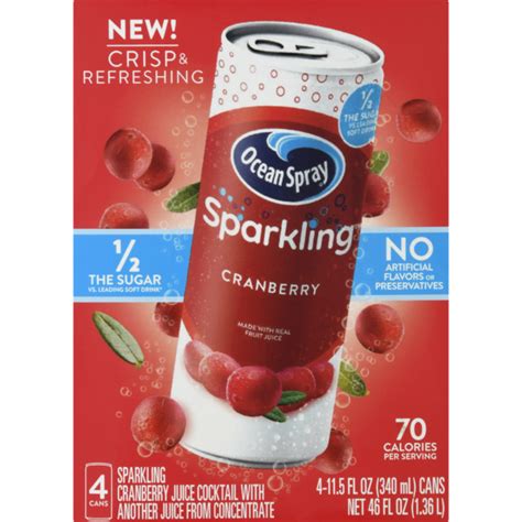 Save on Ocean Spray Sparkling Juice Cranberry - 4 ct Order Online Delivery | Giant