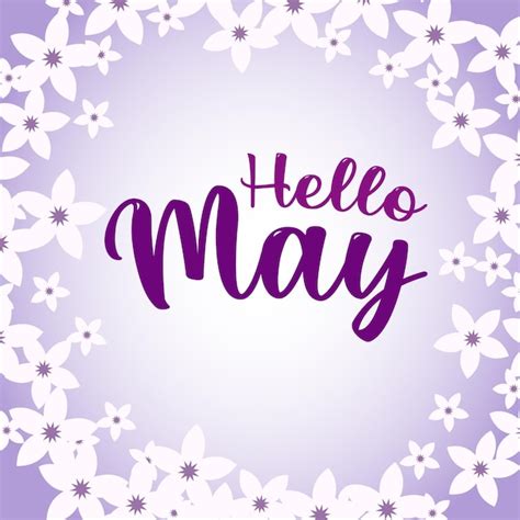 Premium Vector | Hello may with flower.welcome may.suitable for greetings, calendar logo or ...