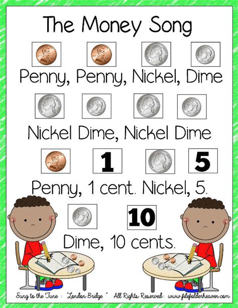 The Money Song Classroom Poster - It's Free! : File Folder Games at ...