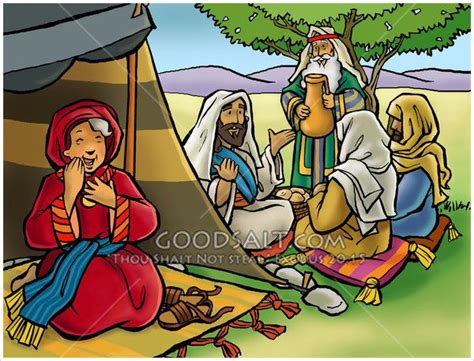 Abraham's wife Sarah laughs as she hears the promise that the visitor ...