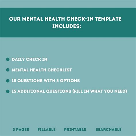 Mental Health Check-in Template Editable / Fillable PDF for Counselors, Psychologists ...