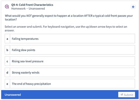 Solved Q9-4: Cold Front Characteristics Homework. Unanswered | Chegg.com