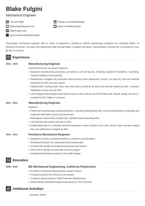 Mechanical Engineer Resume Examples & Templates for 2024