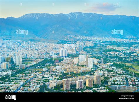 Aerial skyline of Tehran at sunset. Iran Stock Photo - Alamy