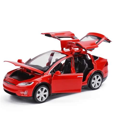 HOT 1:32 Tesla MODELX90 Car Models With Sound Light Pull Back Kids Toys ...