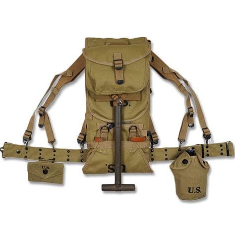 WWII US MUSETTE ARMY M1928 HAVERSACK KNAPSACK KHAKI OUTDOOR HUNTING CAMPING BACKPACK Equipment ...