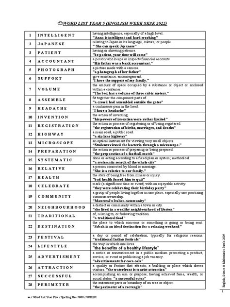 Spelling Bee Year 5 | PDF | Taste | Agriculture