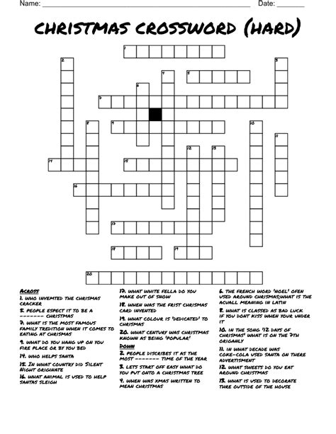 christmas crossword (hard) - WordMint