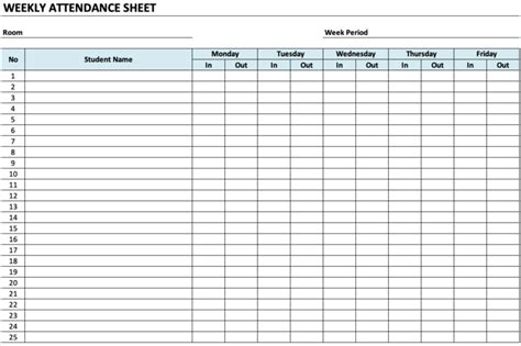 Daycare Attendance Sheet Printable - Printable Templates