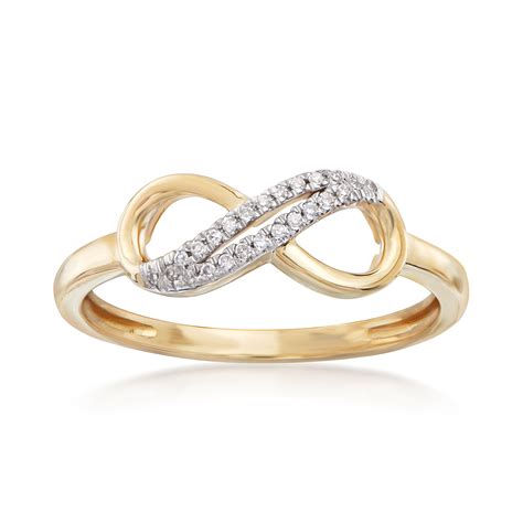 14kt Yellow Gold Infinity Symbol Ring with Diamond Accents | Ross-Simons