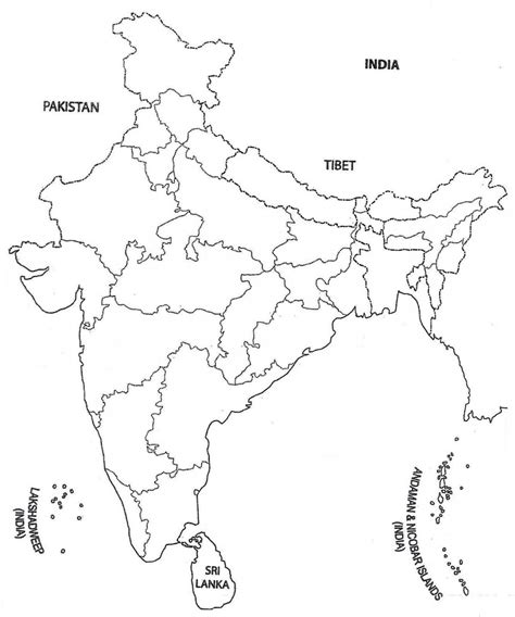 En blanco del mapa político de la India - mapa Político de la India en blanco (en el Sur de Asia ...