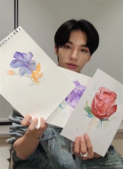 지노 🤍 on Twitter: "hyunjin's watercolour flower collection… " Watercolor ...