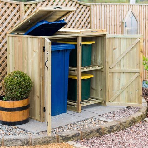 The Garden Village Superior FSC Wooden Wheelie Bin & Recycling Box ...