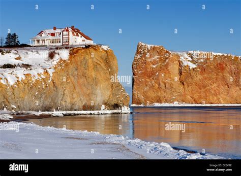 Le Rocher Perce at Perce in Gaspesie Quebec Canada in winter Stock Photo - Alamy