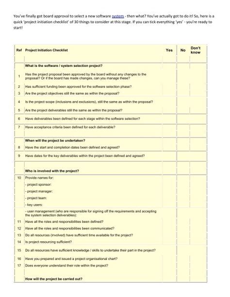 Axia Consultants Project initiation checklist